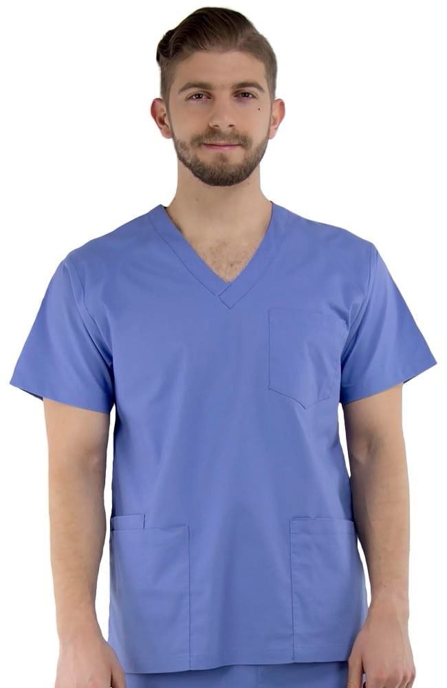 Stretchable Top v neck 3 pocket half sleeve unisex with 1 pencil pocket in 35% Cotton 63% Polyester 2% Spandex