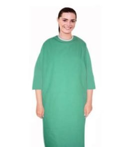 Patient gown back open 3/4 sleeve with contrast piping , tie-able Sizes XS-9X