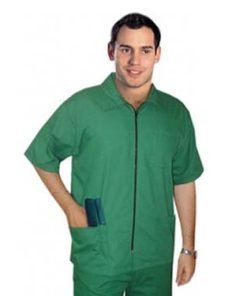 Barber set with collar 4 pockets half sleeves ( jacket 3 pocket with bottom 1 pocket unisex ) poplin fabric
