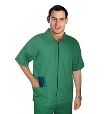 Barber set with collar 4 pockets half sleeves ( jacket 3 pocket with bottom 1 pocket unisex ) poplin fabric
