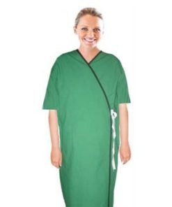 Patient Gown front open half sleeve with contrast piping tie-able, Sizes XS-9X