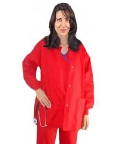 Scrub Jacket 2 pocket solid unisex full sleeve with rib and snap button