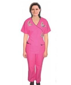 Stylish set silver butterfly mock wrap set 5 pocket half sleeve (top 3pkt with bottom 2pkt bootcut)