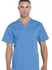 Stretchable Top v neck 1 pocket solid half sleeve unisex in 35% Cotton 63% Polyester 2% Spandex