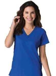 Stretchable Top v neck without pocket solid half sleeve ladies in 35% Cotton 63% Polyester 2% Spandex