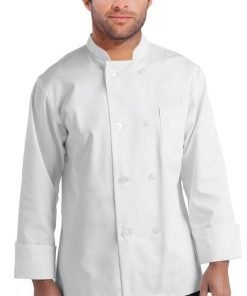 Poplin Men's Full Sleeve Chef Coat With 1 Chest pocket and 1 Sleeve Pocket - Button Front Closure (48 perc cotton 52 perc polyester Light Weight poplin)