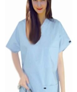 Stretchable Scrub set 8 pocket normal unisex solid half sleeve (3 pocket top 5 pocket pant) in 35% Cotton 63% Polyester 2% Spandex