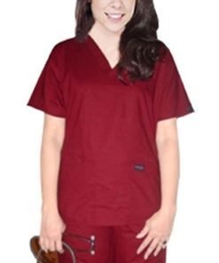 Stretchable Scrub set 5 pocket solid ladies half sleeve (top 2 pocket with 1 pencil pocket and pant with 2 cargo pocket) in 35% Cotton 63% Polyester 2% Spandex