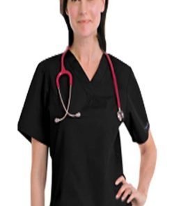 Stretchable Scrub set 1 pocket normal unisex solid half sleeve (top without pocket and bottom with 1 back pocket) in 35% Cotton 63% Polyester 2% Spandex