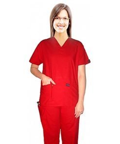 Scrub set 5 pocket solid ladies half sleeve (top 2 pocket with 1 pencil pocket and pant 1 cargo pocket & 1 back pocket