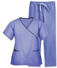 Scrub set mock wrap 5 pocket solid half sleeve (top 3 pocket with bottom 2 pocket boot cut)