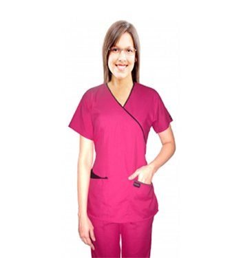 Microfiber scrub set mock wrap 5 pocket half sleeve (top 3 pocket with bottom 2 pocket boot cut)