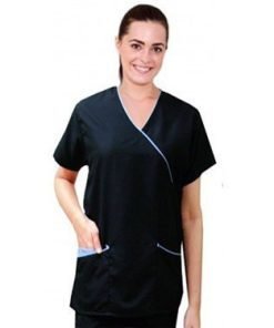 Microfiber top mock wrap 3 pocket half sleeve solid