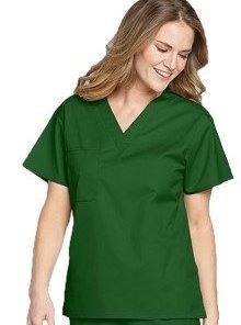 Top v neck 1 pocket solid ladies half sleeve