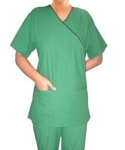 A_scrub set 4 pocket solid ladies half sleeve mockwrap side with snap buttons with welt pockets(2pkt top, 2pkt bootcut pant)