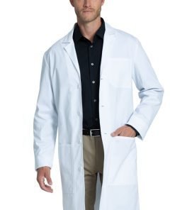 Microfiber lab coat unisex full sleeve with plastic buttons 3 pocket solid (100 perc polyester fabric) in 36 38 40 42 lengths