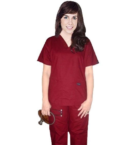 Scrub set 5 pocket solid ladies half sleeve (top 2 pocket with 1 pencil pocket and pant with 2 cargo pocket)