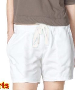 Poplin fabric short with 2 side pocket 1 back pocket elasticated twill drawstring (white) (inseam is 5 inches)
