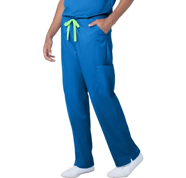 Pant 6 pocket 2 side pocket 2 cargo pocket with cell phone pocket 1 back pocket half elastic waistband unisex