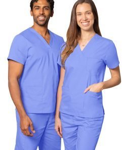 Scrub set 6 pocket solid unisex with 1 pencil pocket half sleeve (3 pocket top with 1 pencil pocket 3 pocket pant)