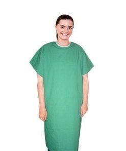 Patient gown back open half sleeve with matching piping, tie-able, Sizes XS-9X
