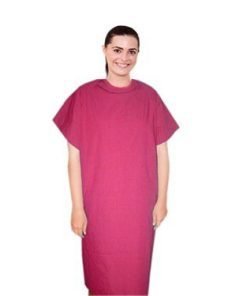 Microfiber patient gown back open half sleeve with matching piping , tie-able, Sizes XS-9X