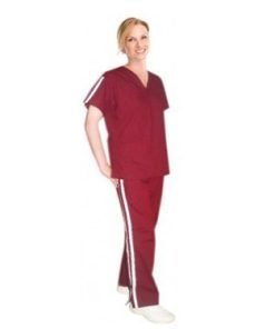 Double vertical style trim ladies 4 pocket set half sleeve (2 pocket top +2 pocket bootcut pant)