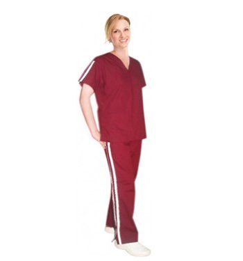 Double vertical style trim ladies 4 pocket set half sleeve (2 pocket top +2 pocket bootcut pant)