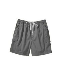 Poplin fabric cargo shorts full elastic waistband 2 side pocket 2 cargo pocket with flap 1 back patch pocket elasticated twill drawstring (white) (inseam is 5 inches)