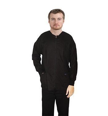 Scrub Jacket 3 pocket solid full sleeve unisex with rib and plastic button