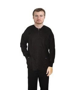 Scrub Jacket 3 pocket solid full sleeve unisex with rib and zip