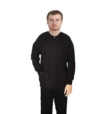 Scrub Jacket 3 pocket solid full sleeve unisex with rib and zip