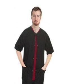 Scrub Jacket 3 pocket solid half sleeve unisex with snap button OR plastic button OR zip