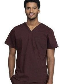Top v neck 1 pocket solid half sleeve unisex