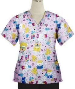 Hello Kitty Printed Set 4 Pocket Ladies Half Sleeve (2 Pocket Top and 2 Pocket Black Pant)