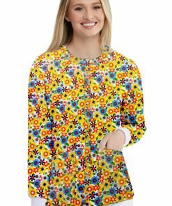 Blooming Flowers Print Jacket 2 Pockets Unisex Full Sleeve With Rib