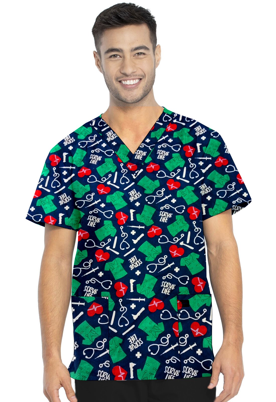 Scrub Life Print Scrub Set 4 Pockets Ladies Half Sleeves (2 Pockets Top and 2 Pockets Pant)