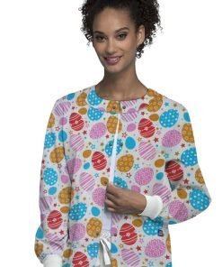 Egg Print Jacket 2 Pockets Unisex Full Sleeve With Rib