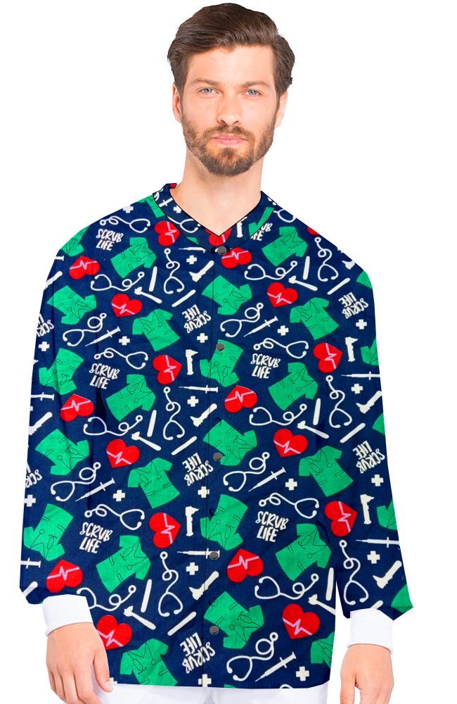 Scrub Life Print Jacket 2 Pockets Unisex Full Sleeve With Rib